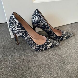 Next Elegant Black and Cream Lace Heels